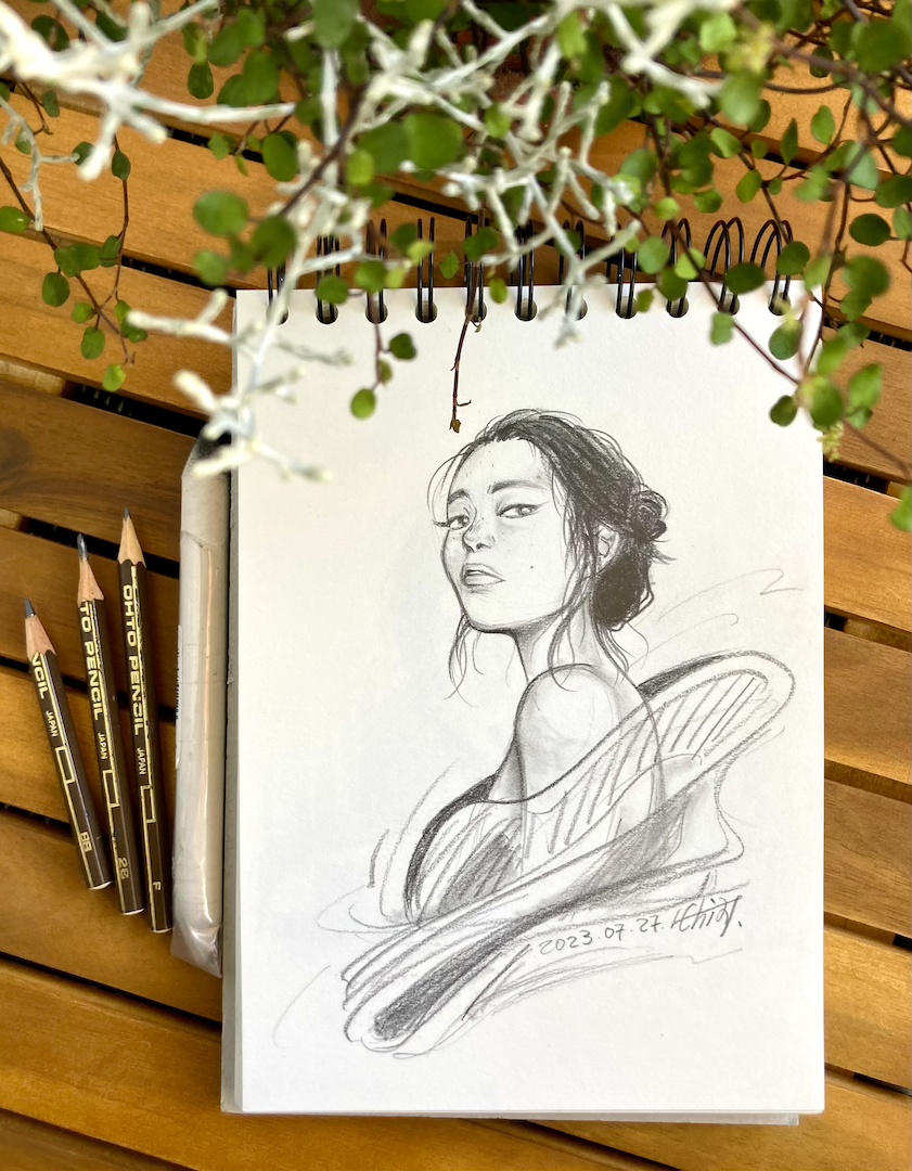 Sketch of an Asian woman (Otto pencil) by H. Chia 笳彧