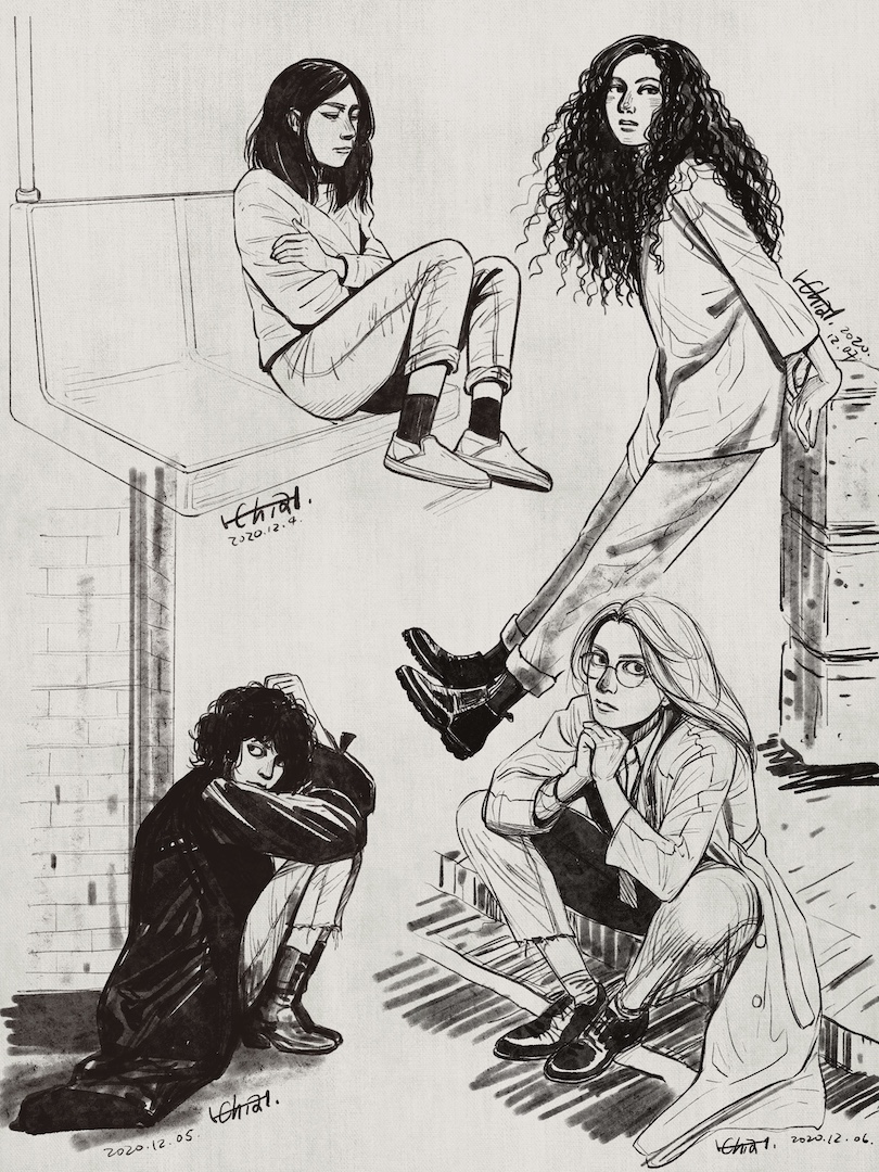 Figure drawings of women in Procreate by H. Chia 笳彧