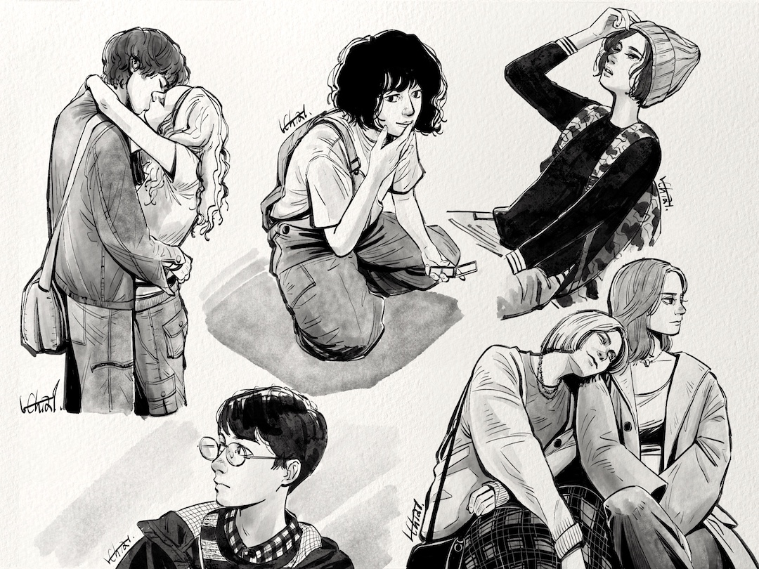 Figure drawings in Procreate (ink style) by H. Chia 笳彧